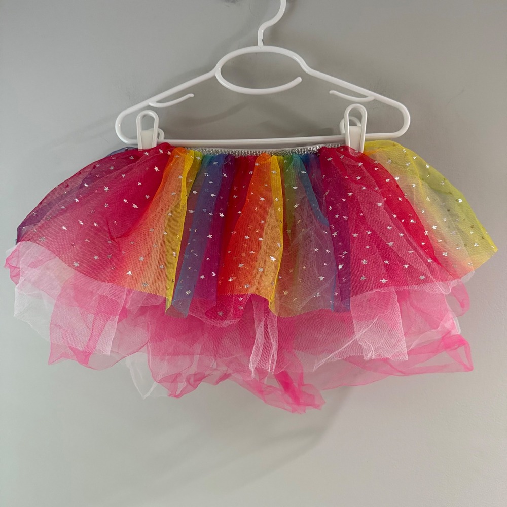 Her Accessories Tutu Skirt Girls OS Rainbow Excellent Star Print Mesh Tulle